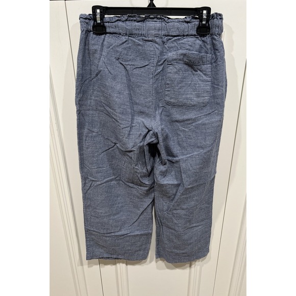 Pact Organic Cotton Pull On Pants Wide Leg Crop Drawstring Blue Boho Beach - Picture 2 of 6